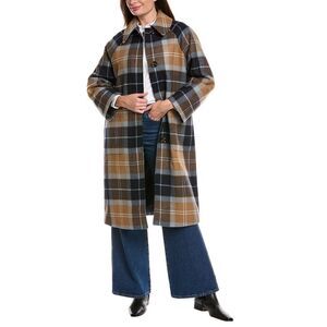 Barbour Plaid Pea Coat - Black, Brown, and Tan